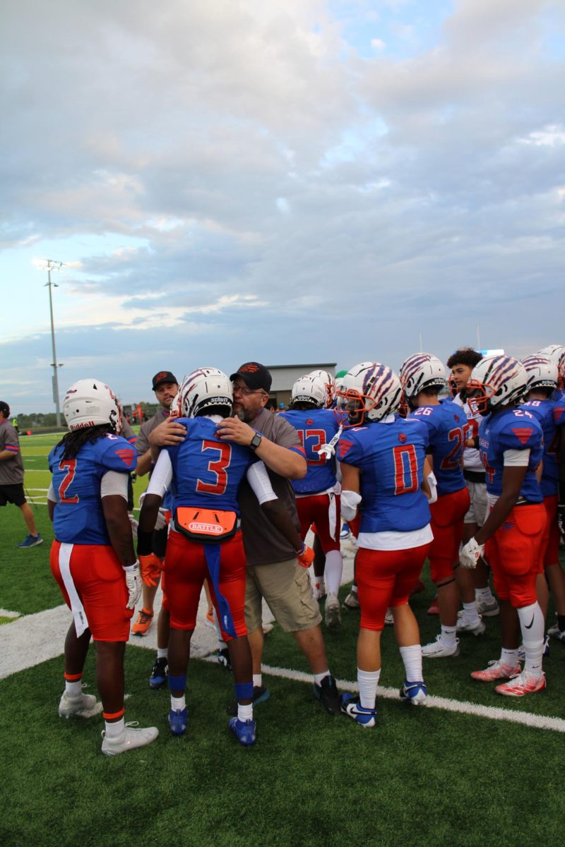 Kingstone Moore, 11, celebrates touchdown. He scored during westviews first home game of the season, against Omaha South