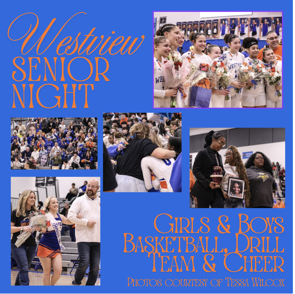 Westview basketball, drill team and cheer are recognized for senior night at the Den