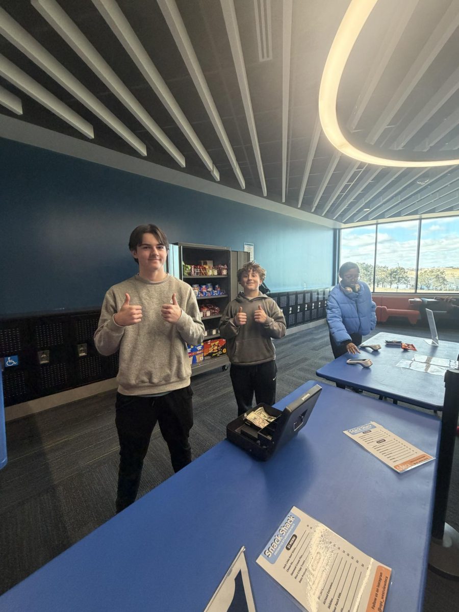 Mason Burg, 10, and Hayden Simmons, 10, pose for the camera at the second floor Snack Shack that opened January 26. 
